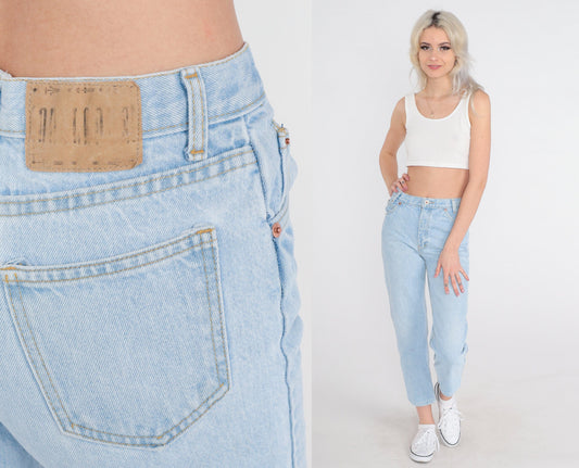 90s Light Wash Straight Leg Jeans Ankle Crop Mid Rise Denim Extra Small