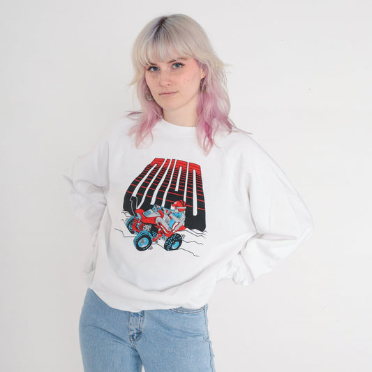 90s Quad Bike ATV Graphic Sweatshirt White Raglan Crewneck Extra Large XXL