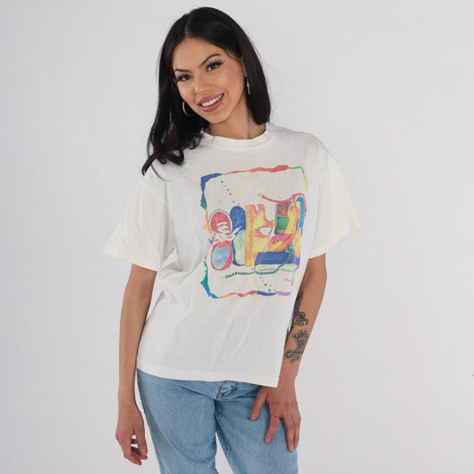 90s Shoe Graphic T-Shirt White Single Stitch Vintage Tee Medium
