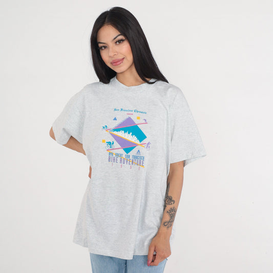 1992 Great San Francisco Bike Adventure T-Shirt 90s Graphic Tee Single Stitch XL