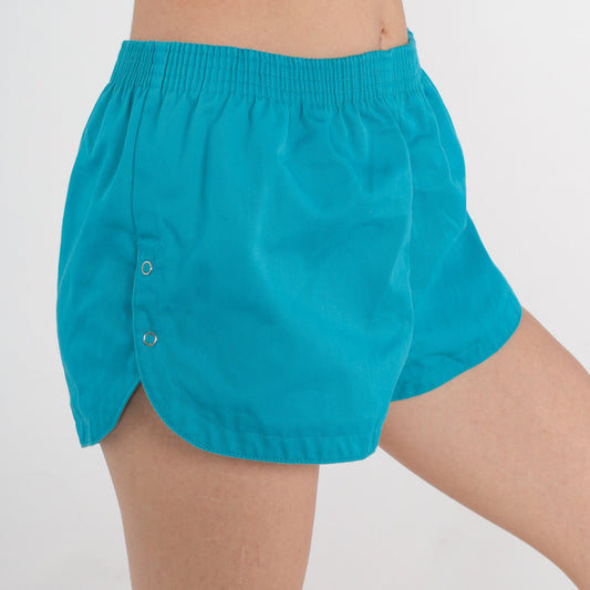 80s Tomboy Le Sport Turquoise Running Shorts High Waist Small Medium