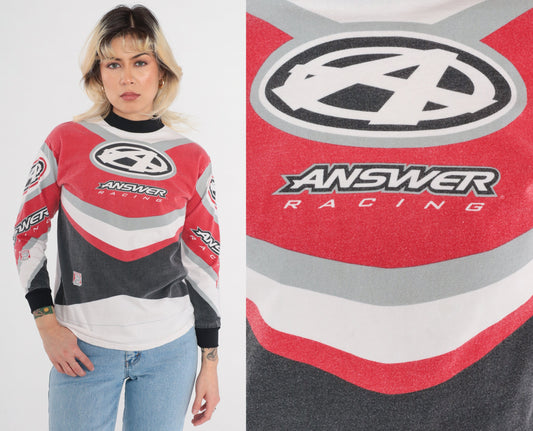 Y2K Answer Racing Motocross Long Sleeve Graphic Tee Extra Small