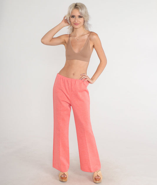 70s Pink High-Waist Bell Bottom Trousers Medium M
