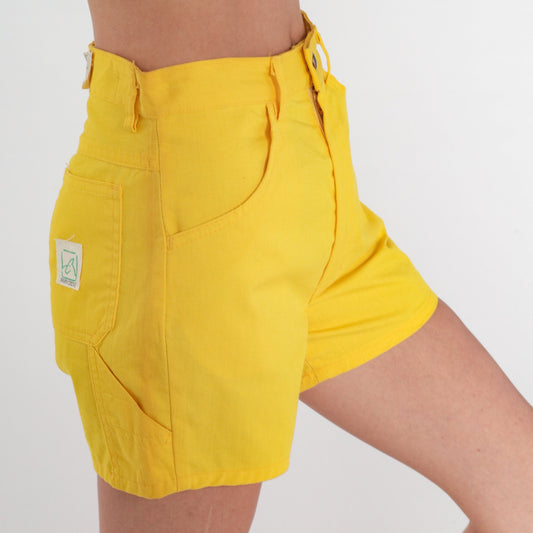 70s Fawn Grove Yellow Cargo Shorts High Rise Cotton Deadstock Small
