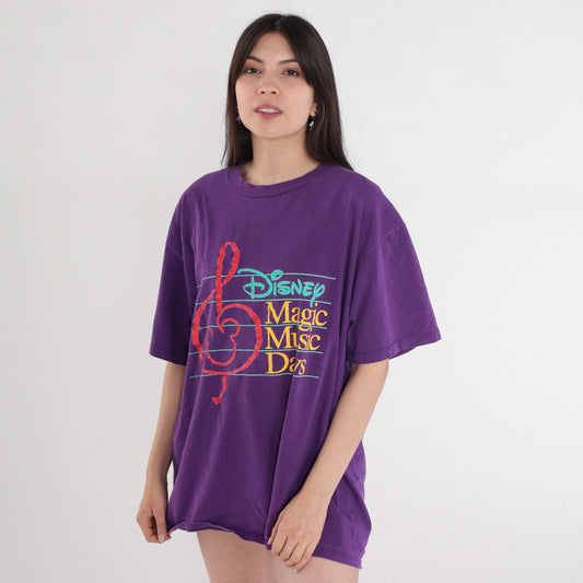 90s Disney Magic Music Days T Shirt Purple Graphic Cotton Extra Large XL