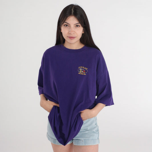 90s Our Place Finland Minnesota Graphic T-Shirt Purple Embroidered Extra Large