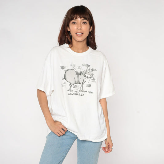 00s Arizona SUV Donkey Graphic T-Shirt White Cotton Tee Extra Large XL