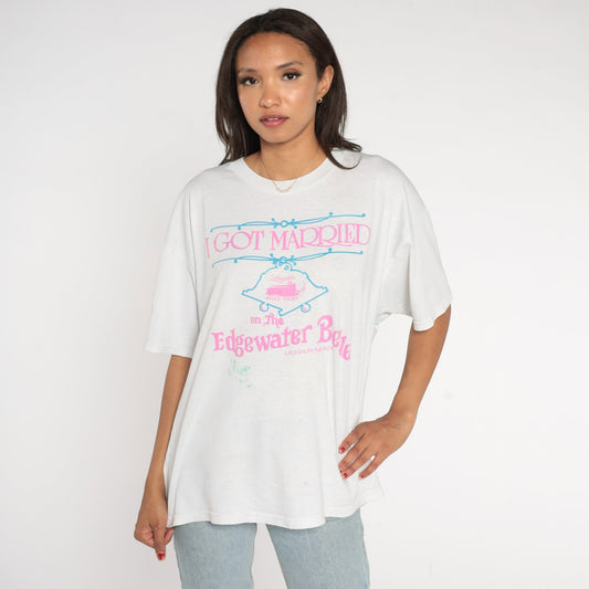 90s Edgewater Belle Steamboat Graphic T-Shirt Laughlin Nevada Wedding Tee Extra Large
