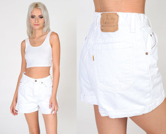90s Levi's 954 White Denim Shorts High Rise Small