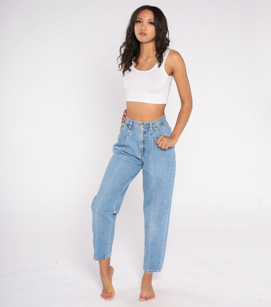 90s Vivaldi High Waist Tapered Denim Jeans Blue Straight Leg Extra Small