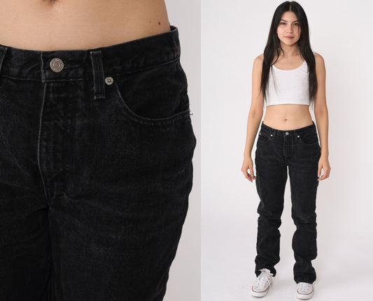 90s Guess Black Denim Boyfriend Jeans Mid Rise Cotton Medium 30