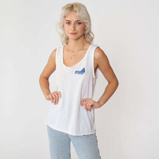 90s Fair Wind Kona Hawaii Boat Tours Tank Top White Graphic Tee Small