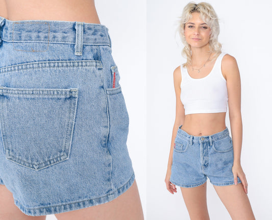 90s Just USA High-Rise Denim Shorts Blue Jean Small S
