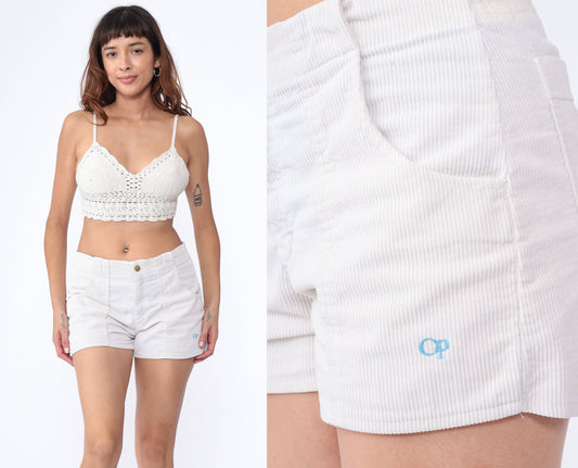 80s Ocean Pacific White Corduroy Shorts Mid Rise Surf Mens 32