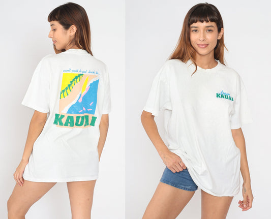 90s Kauai Hawaii Windsurfing Graphic T-Shirt White Cotton Hanes Extra Large XXL