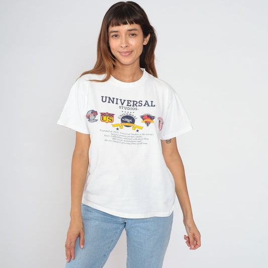80s Universal Studios Hollywood Graphic T-Shirt White Cotton Medium