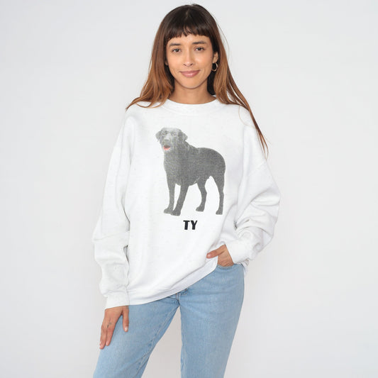 90s Ty Black Labrador Retriever Sweatshirt White Graphic Crewneck Extra Large XXL