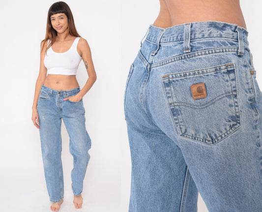90s Carhartt Straight Leg Jeans Blue Denim Workwear 35x32