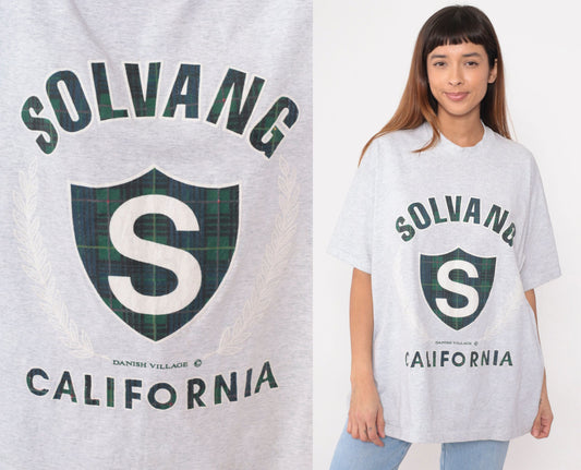 90s Solvang California Danish Village Graphic Tee Heather Grey Cotton XXL