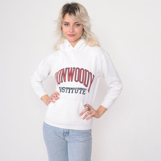 80s Dunwoody Institute Minneapolis Hooded Sweatshirt White College XXS