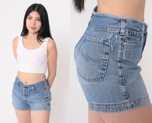 Y2K Silver Jeans Blue Denim Shorts Mid Rise Small 27
