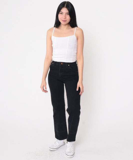 90s Wrangler Black Straight Leg Denim Jeans Mid Rise Extra Small
