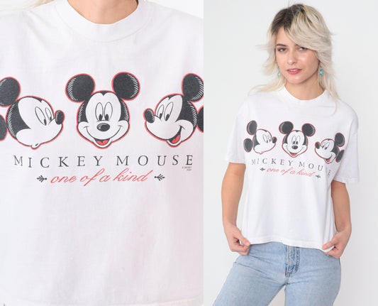 90s Mickey Mouse Graphic T-Shirt Jerry Leigh Cotton Crop Tee Medium