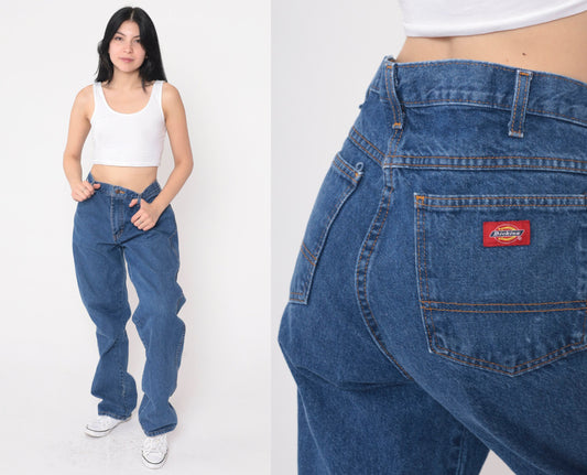 00s Dickies Jeans High Rise Relaxed Straight Leg Blue Denim Men's 34x32