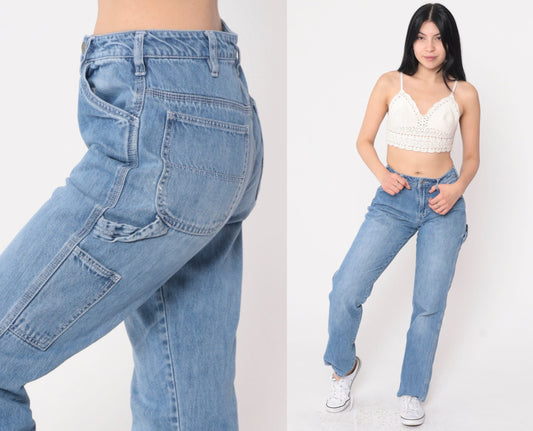 Dickies Y2K Carpenter Jeans Blue Denim Low Rise Straight Leg Extra Small