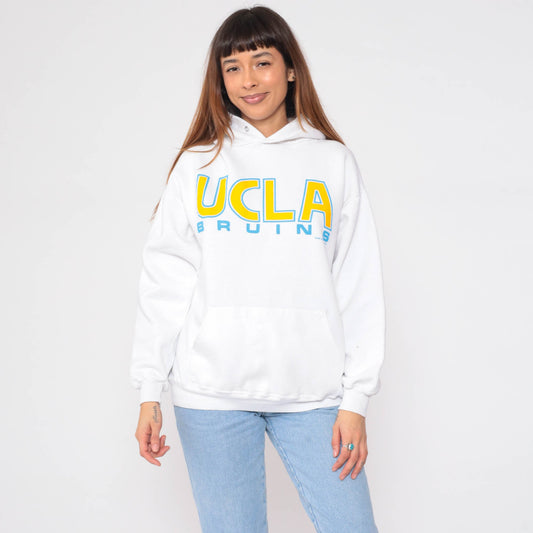 90s UCLA Bruins Hoodie Sweatshirt White Graphic College Large L