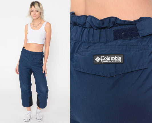 90s Columbia Navy Ski Pants Insulated Nylon Youth 10/12