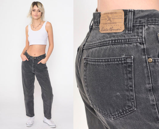 Eddie Bauer 90s Charcoal High-Waist Straight-Leg Jeans Petite Small
