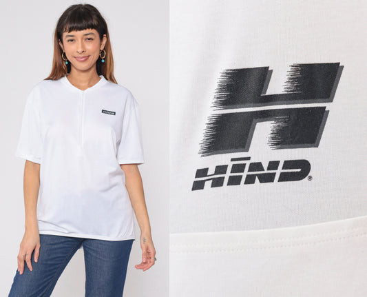 90s Hind Cycling Jersey White Quarter Zip Bike Shirt Large XL