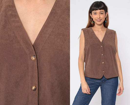 90s Orvis Brown Button-Up Vest Tank Top Large