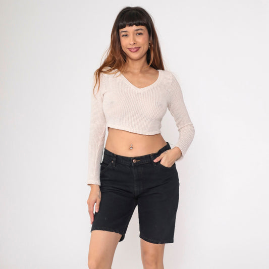 90s Levi's Overdyed Black Denim Bermuda Shorts High Waist Men's Medium