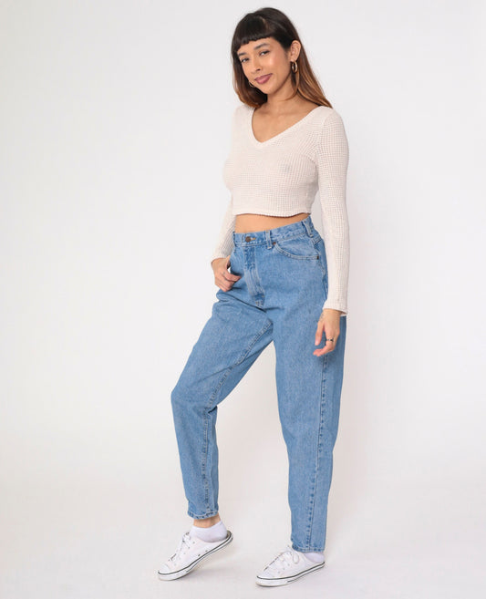 Lee High Waist Tapered Jeans 90s Blue Denim Mom Jeans Medium