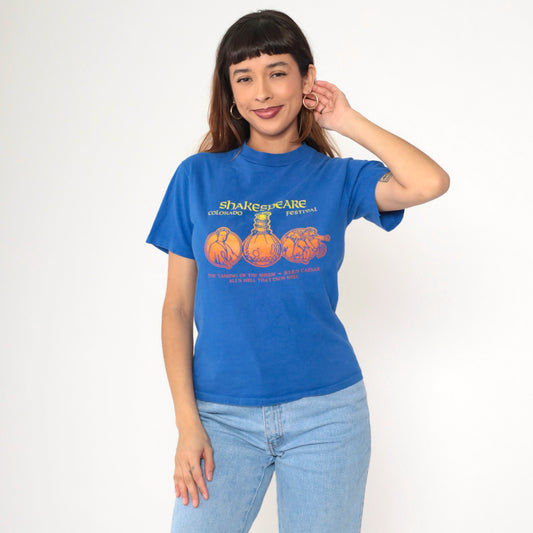 80s Colorado Shakespeare Festival Graphic T-Shirt Blue Cotton Small