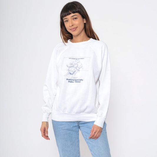 90s GPCA Great Pyrenees Club America Dallas 1990 Sweatshirt White Raglan Large