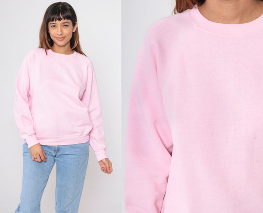 80s Lee Baby Pink Raglan Sweatshirt Crewneck Slouchy Medium