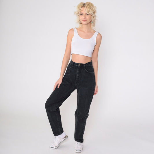 90s Hunt Club Black High-Waisted Tapered Jeans Small 6