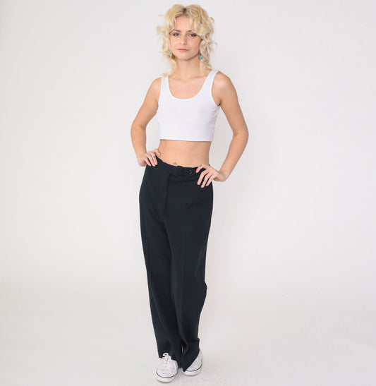 70s Black High-Waist Flared Trousers Russ Medium 8