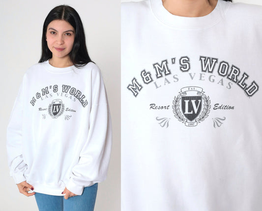 90s M&Ms World Las Vegas Sweatshirt White Crewneck Extra Large XXL
