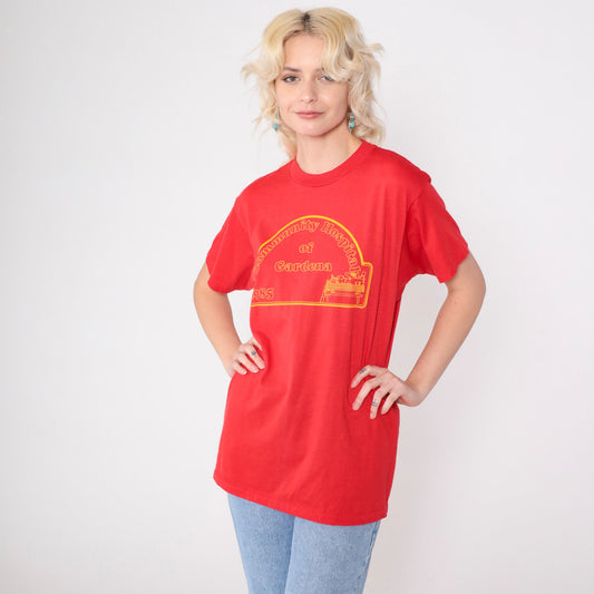 1985 Community Hospital of Gardena Graphic T-Shirt Red Hanes Medium