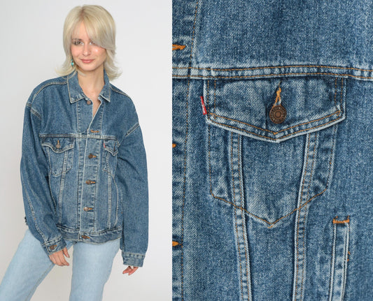 90s Levi's Denim Jacket Blue Button Up Jean Jacket Men's Medium