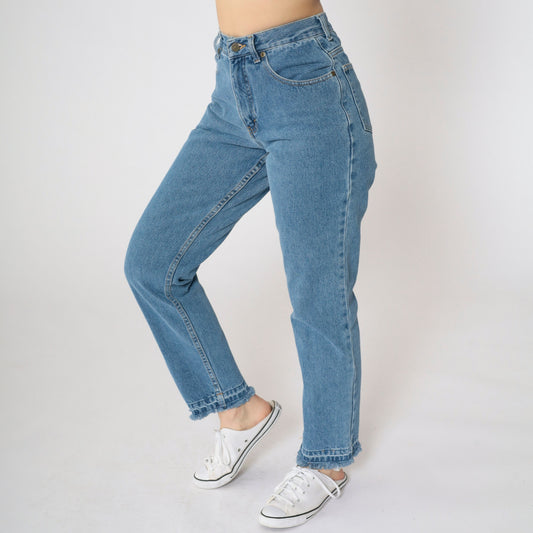 Eddie Bauer Y2K High-Waist Mom Jeans Blue Denim Straight Leg Small 4