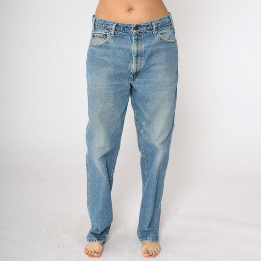 90s Levi's Relaxed Straight Leg Jeans Distressed Blue Denim 36 x 32