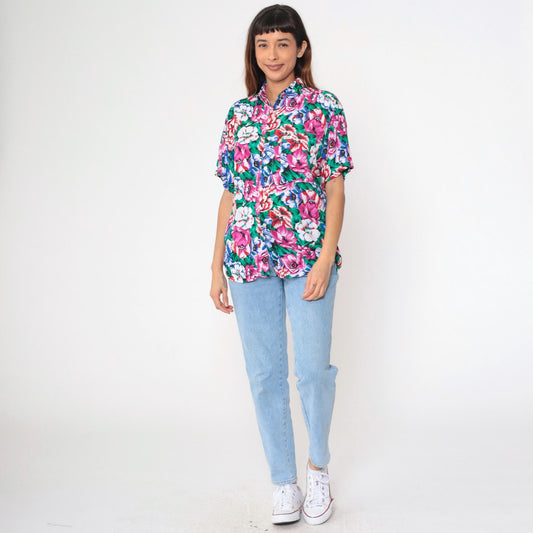 90s Guess by Georges Marciano Floral Button Up Shirt Medium