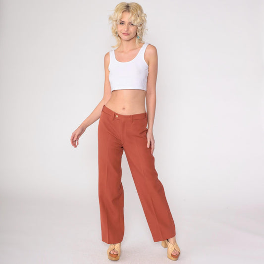 70s Terra Cotta High-Rise Straight Leg Trousers Small