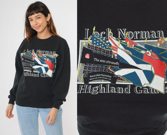 90s Loch Norman Highland Games Sweatshirt North Carolina Black Crewneck Medium