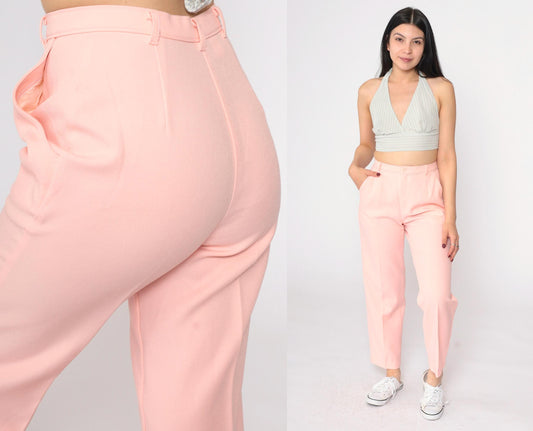 80s Levi's Bend Over Pink High-Waist Straight Leg Trousers Small